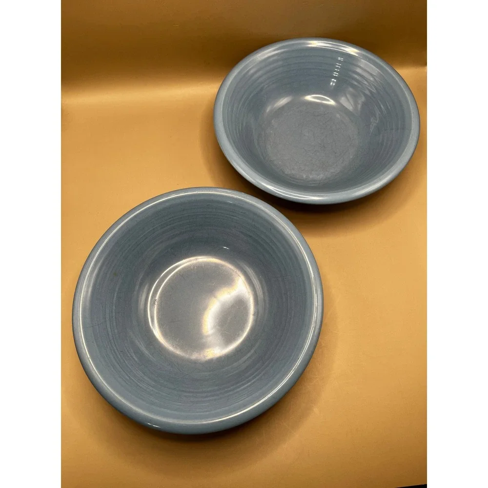 Vtg Blue Fiestaware Ceramic Cereal Soup Bowls Set of 2 Sky Periwinkle 7